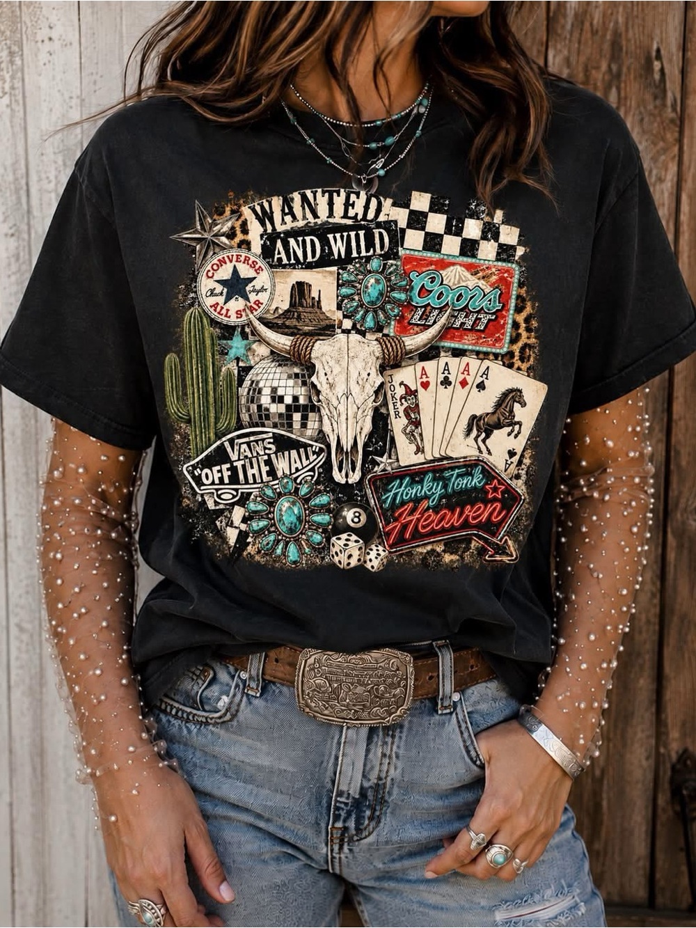 Vintage Black Graphic Tshirt - Wanted and Wild West Shirt